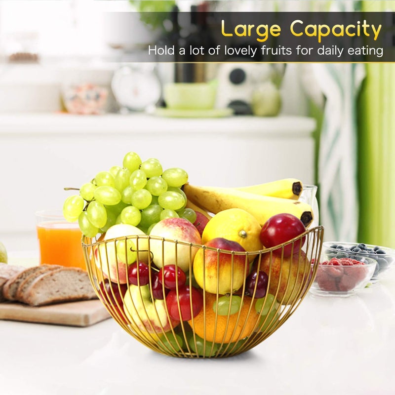 DMAR Wire Fruit Basket Gold Fruit Bowl for Kitchen Counter Wave Fruit Basket Serving Bowl Wire Fruit Dish for Fruits and Veggies - Image 5